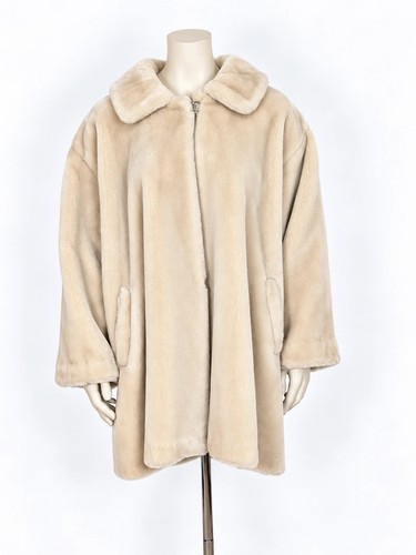 Cappotto ecopelliccia panna - cappotto, in